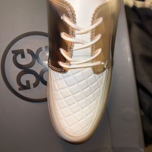 G/Fore Gallivanter Leather Quilted Golf Shoes White Rose Gold